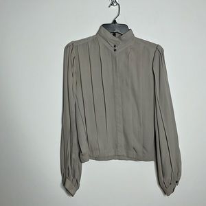 HAUTE‎ HIPPIE Silk Mandarin Collar Pleated Blouse Sz Medium